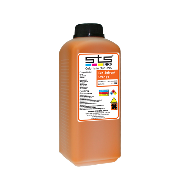 eco-solvent_bottle_orange Eco-Solvent Ink 1 Liter Bottle Orange. BY STS INKS